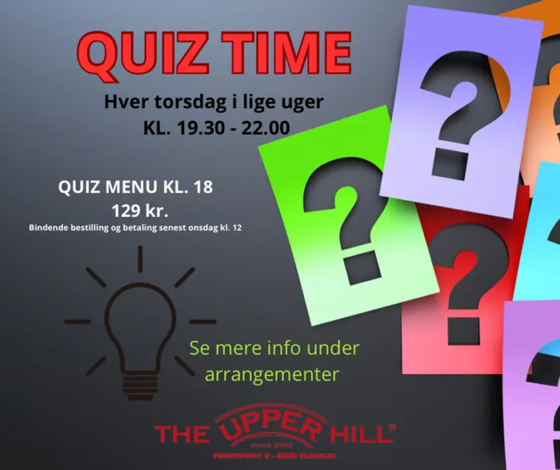 Quiz mad 20/8 — The Upper Hill, Slagelse