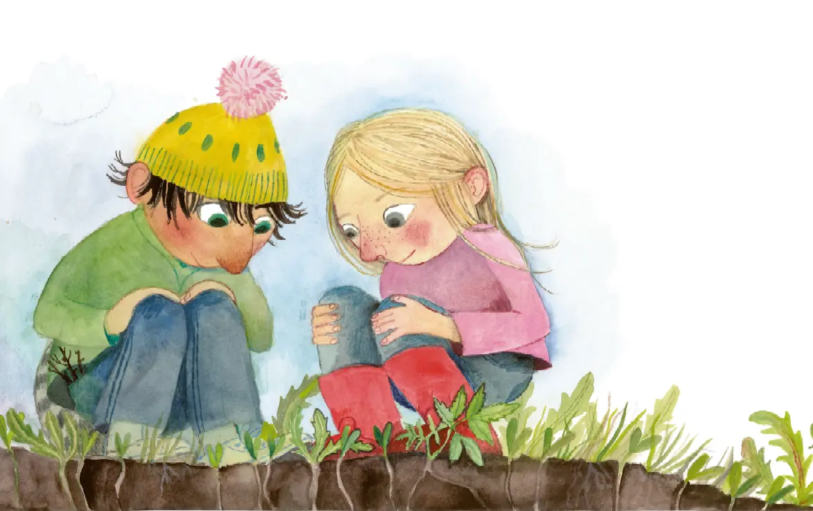 Dagtilbud: Minihaps en billedbog: Omar og Dagmar får noget til at gro. — Svendborg Bibliotek, Svendborg