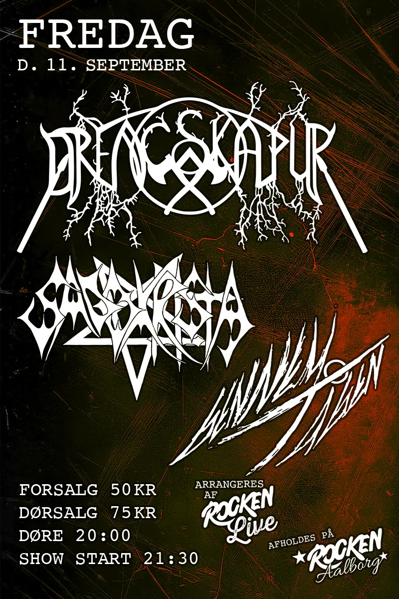 Koncert på Rocken: Gennem Tågen (DK) + Drengskapur (DE) + Sadokrista (DK) — Rocken Aalborg, Aalborg