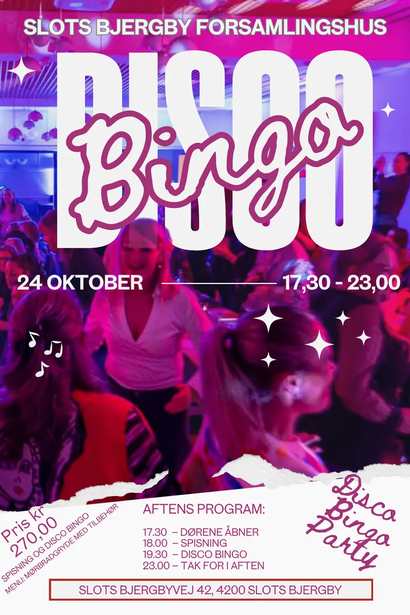 Disco Bingo - 24 October - Slots Bjergby Forsamlingshus — Slots Bjergby Forsamlingshus, Slagelse