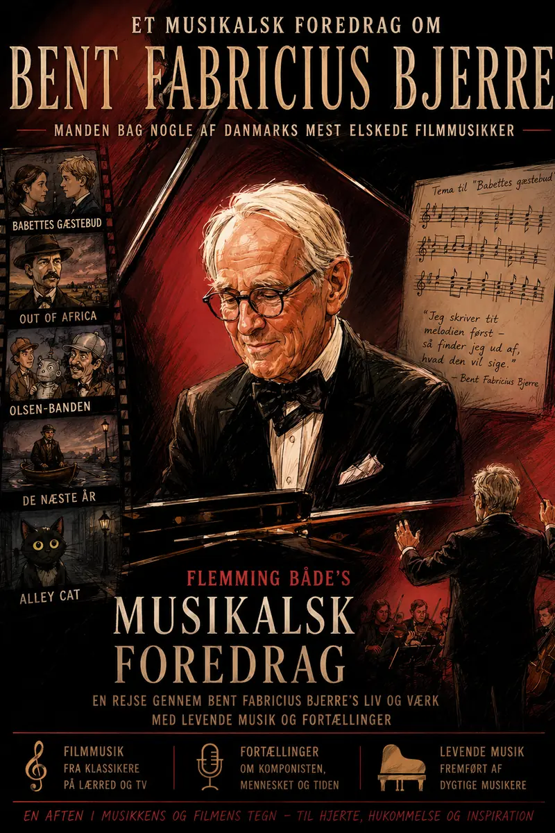 Gemeinschaftliches Essen mit musikalischem Vortrag über Bent Fabricius-Bjerre — Ubby Forsamlingshus, Jerslev