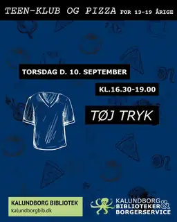 Teen-klub og Pizza for de 13-19 årige - T-shirt tryk