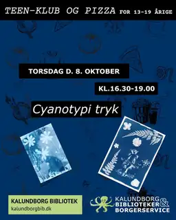 Teen-klub og pizza for de 13-19 årige - Cyanotypi tryk