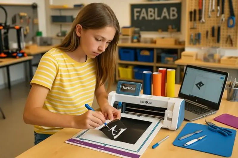 Superbrugerkursus med elever i vinylskærer — Fablab Spinderihallerne, Vejle