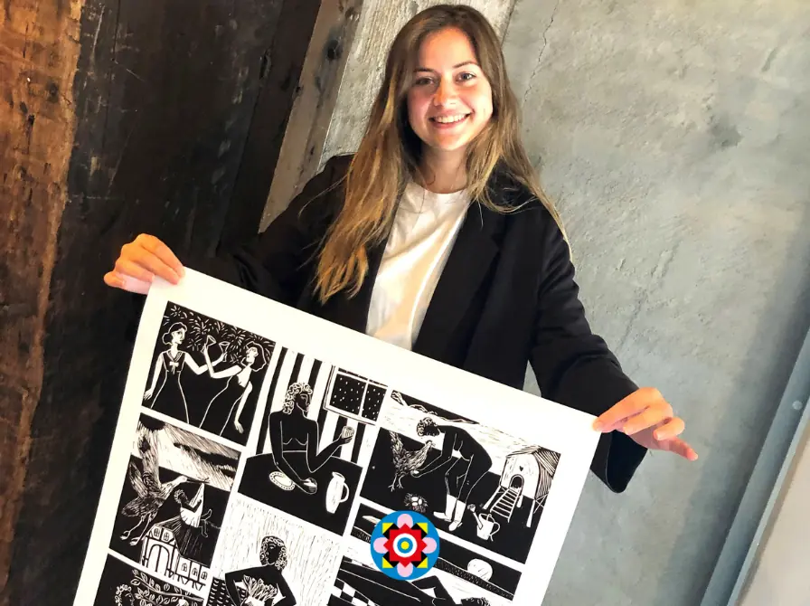 Kulturhuset 1B - Linoleumstryk med Stine Guld — Silkeborg Bibliotek, Silkeborg