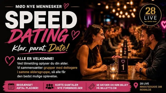 Speed Dating & Social Night at 28 Live - Roskilde — 28 Live, Roskilde
