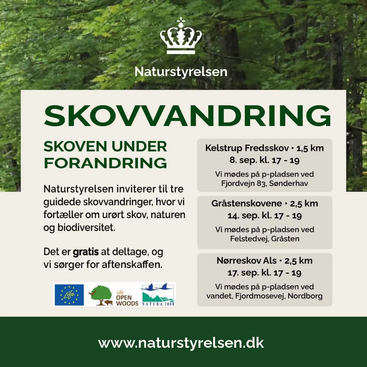 Skovvandring med Naturstyrelsen – Nørreskov på Als · Fjordmosevej p-plads ved vandet, Nordborg