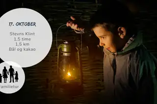 Lantern walk in the dark at Stevns Klint during autumn break