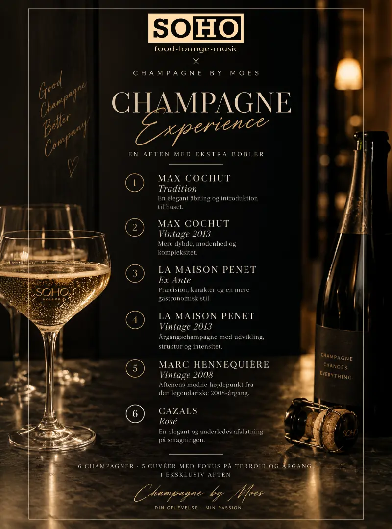 Champagne Experience with Champagne by Moes X SOHO Holbæk · SOHO Holbæk, Holbæk