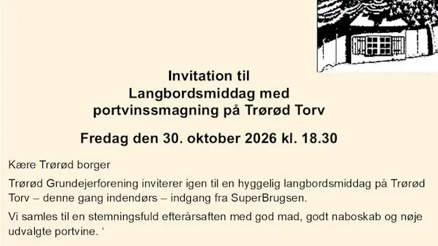 Long Table Dinner with Port Wine Tasting at Trørød Torv · SuperBrugsen, Trørød