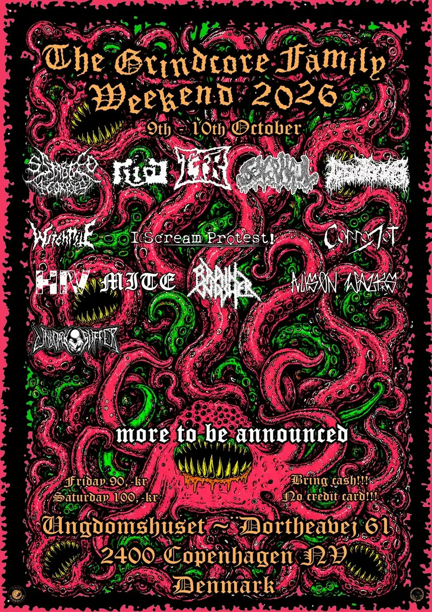 Dödsmaskinen THE GRINDCORE FAMILY WEEKEND 2026 · Ungdomshuset, Copenhagen