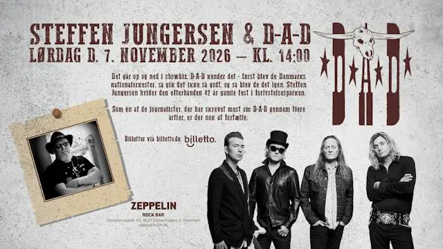 Jungersen and D-A-D - An Afternoon Matinée with Dr. Rock · Zeppelin Rock Bar, Copenhagen