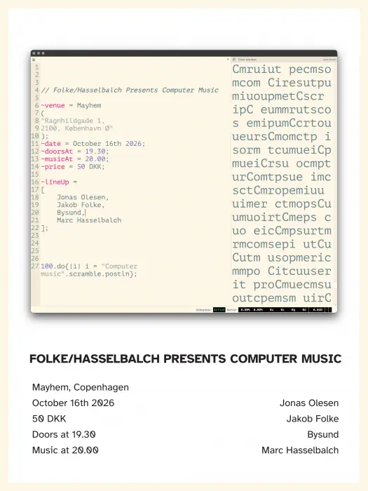 absolute music presents Jesper Zeuthen/Jakub Svejnar/Asger Thomsen Tomas Gubbins · Mayhem, Copenhagen