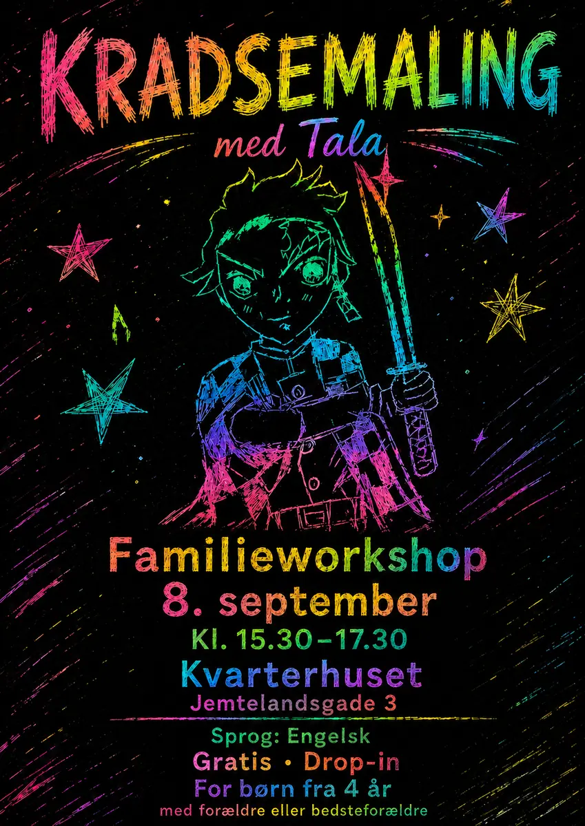 Family Workshop: Scratch Painting with Tala — Kvarterhuset, Copenhagen