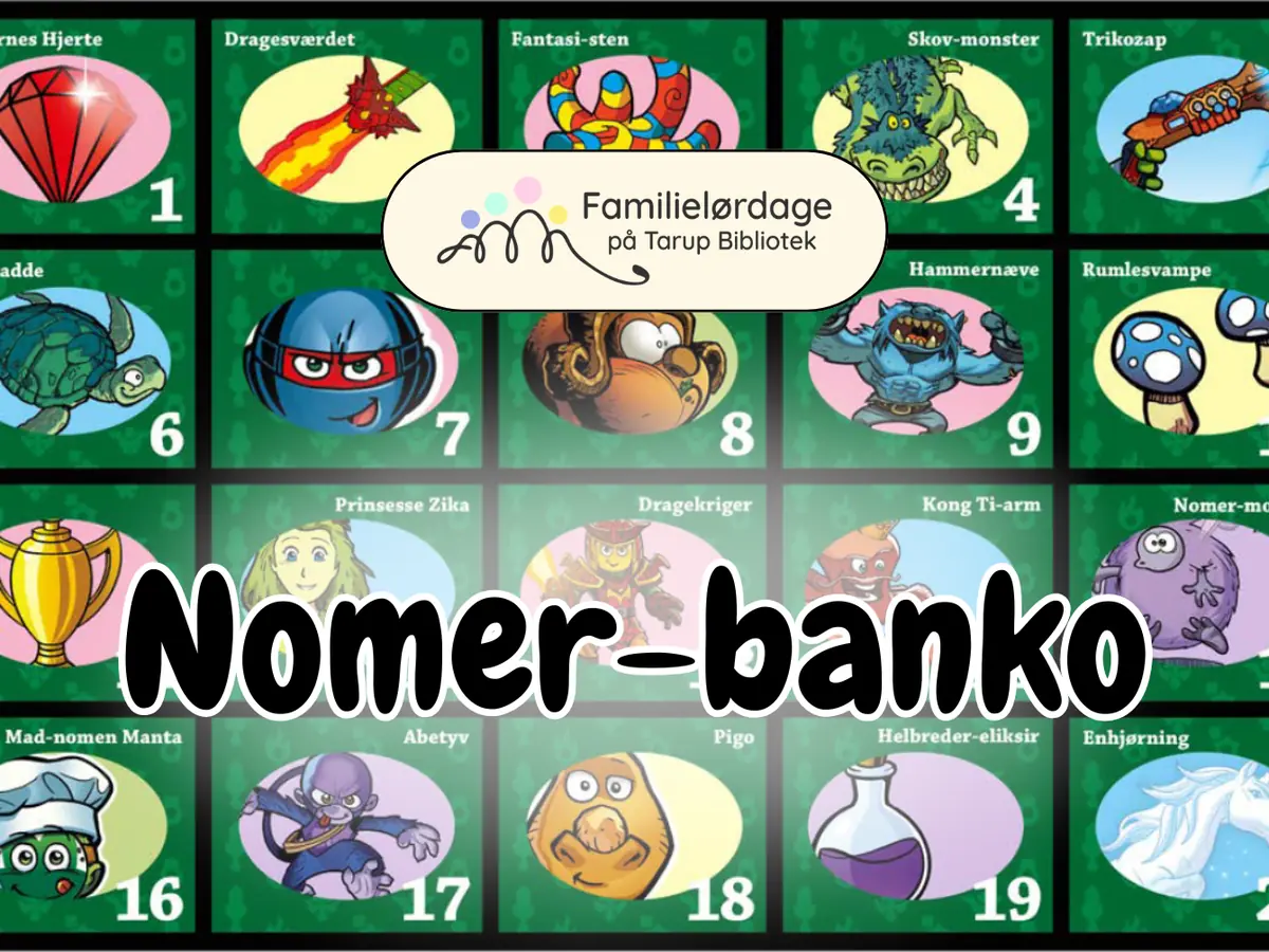 FAMILIENSAMSTAG: Nomer-Bingo — Tarup Bibliotek, Odense