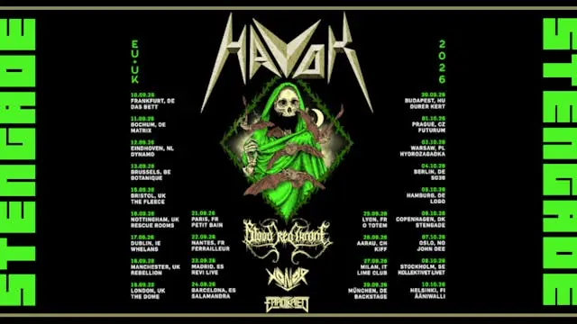 Havok [US] + Special Guests: Blood Red Throne [NO] + Support: Xonor [CH] + Eradikated [SE] — Spillestedet Stengade, København