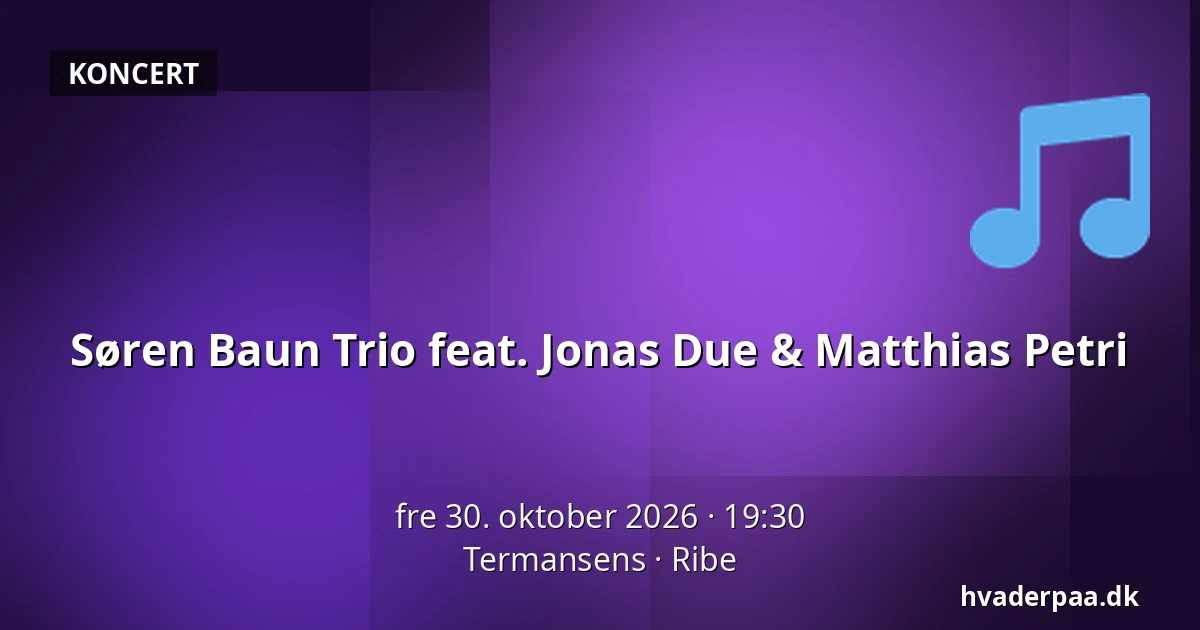 Søren Baun Trio feat. Jonas Due & Matthias Petri — Termansens, Ribe