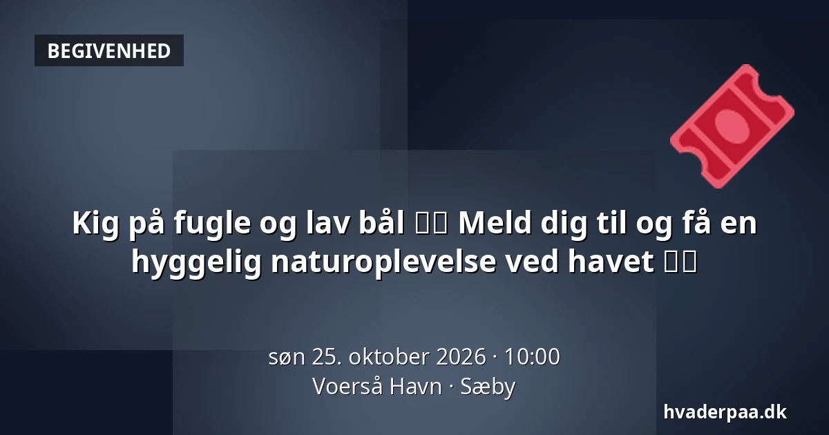Kig på fugle og lav bål 🦆🔥 Meld dig til og få en hyggelig naturoplevelse ved havet 🌊🌞 · Voerså Havn, Sæby