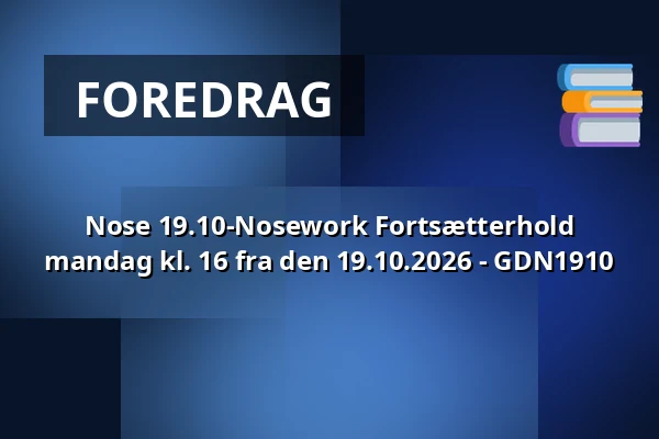 Nose 19.10-Nosework Fortsætterhold mandag kl. 16  fra den 19.10.2026 - GDN1910 · Gittemaja Hundetræning, Svinninge