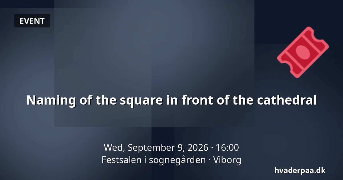 Naming of the square in front of the cathedral · Festsalen i sognegården, Viborg