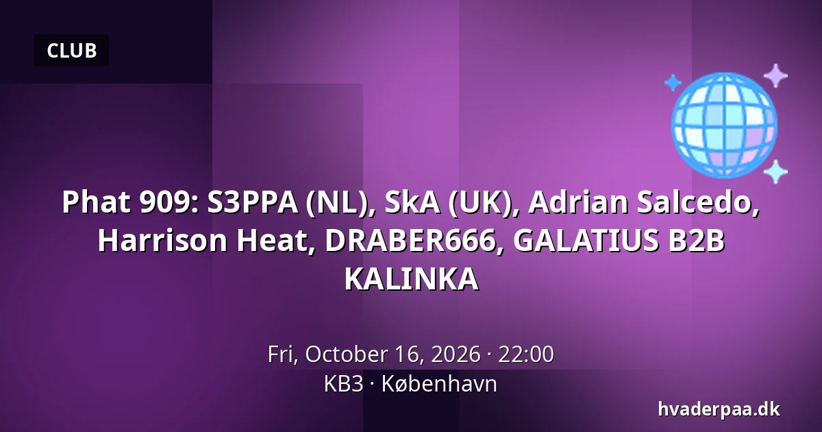 Phat 909: S3PPA (NL), SkA (UK), Adrian Salcedo, Harrison Heat, DRABER666, GALATIUS B2B KALINKA · KB3, Copenhagen