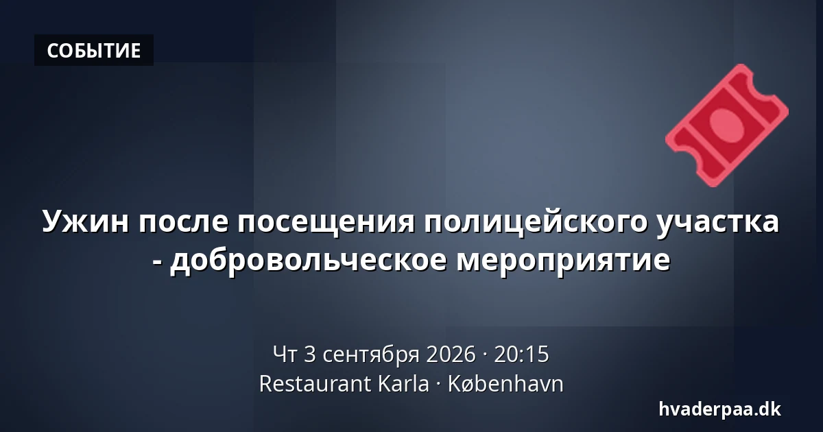 Ужин после посещения полицейского участка - добровольческое мероприятие — Restaurant Karla, Копенгаген