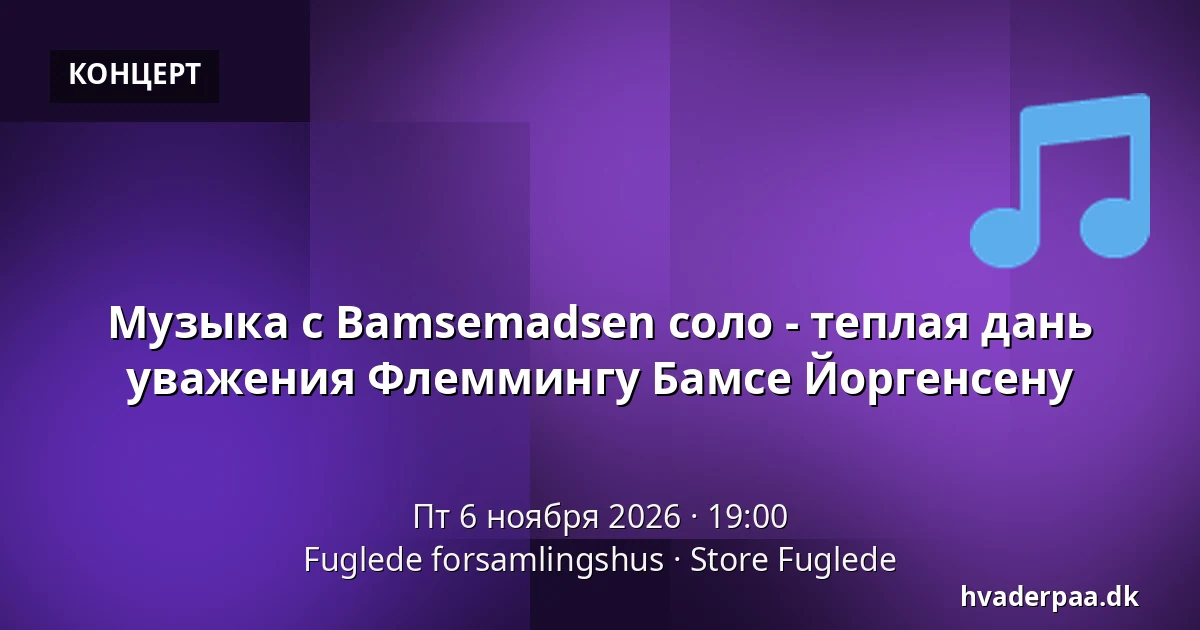 Музыка с Bamsemadsen соло - теплая дань уважения Флеммингу Бамсе Йоргенсену — Fuglede forsamlingshus, Store Fuglede