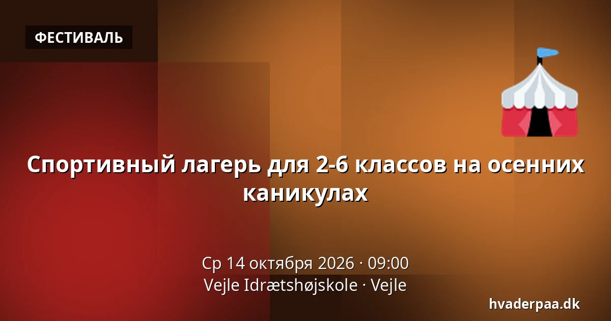Спортивный лагерь для 2-6 классов на осенних каникулах · Vejle Idrætshøjskole, Вайле