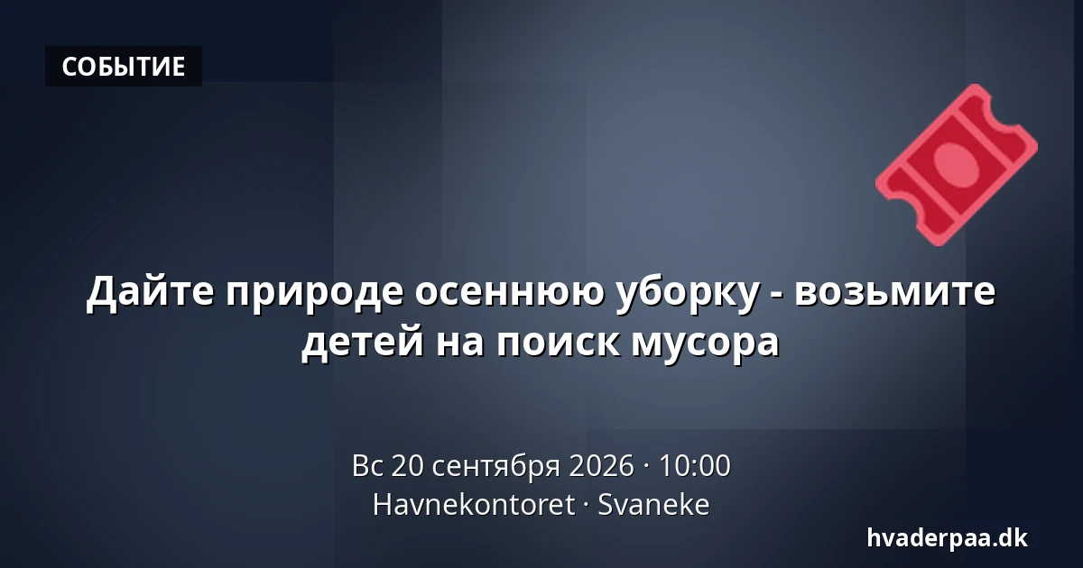 Дайте природе осеннюю уборку - возьмите детей на поиск мусора · Havnekontoret, Svaneke