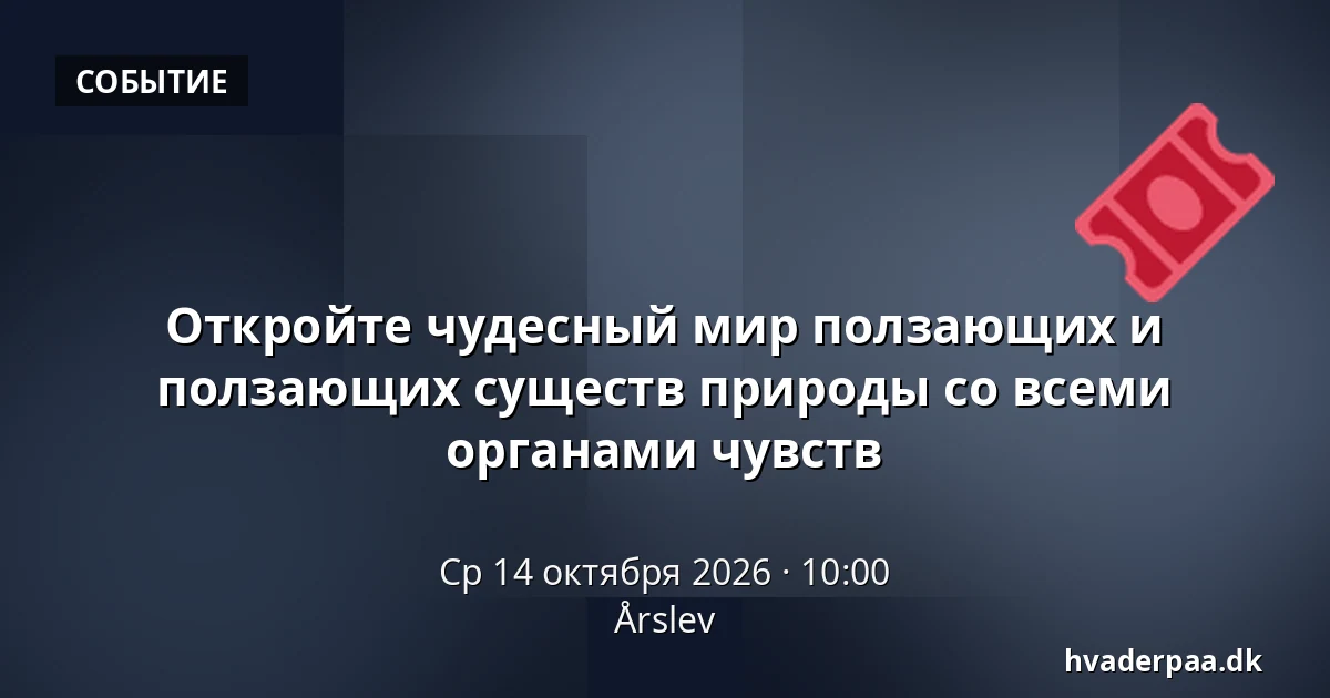 Откройте чудесный мир ползающих и ползающих существ природы со всеми органами чувств · Årslev