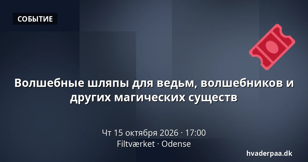 Волшебные шляпы для ведьм, волшебников и других магических существ · Filtværket, Оденсе